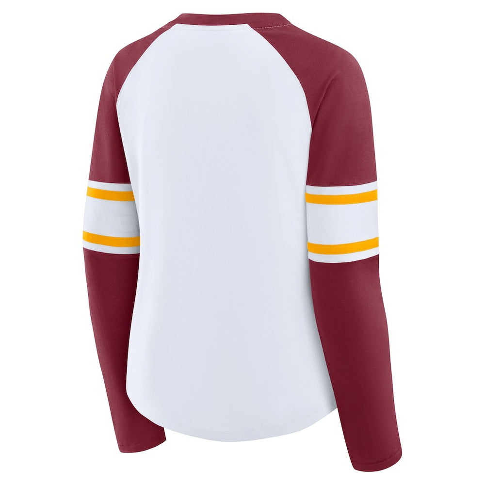 Washington Commanders Women's Redzone Blitz Package Raglan Lace-Up V-Neck Long Sleeve T-Shirt | NFL Online