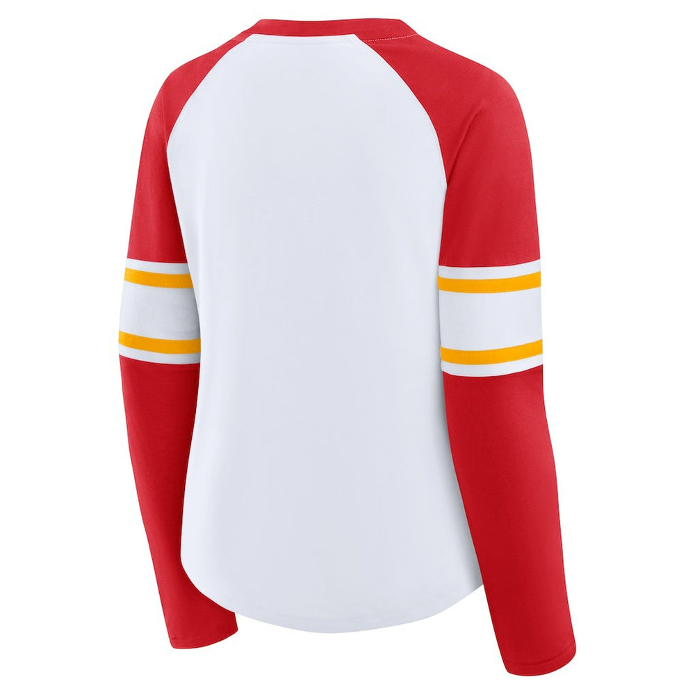Kansas City Chiefs Women's Redzone Blitz Package Raglan Lace-Up V-Neck Long Sleeve T-Shirt | NFL US