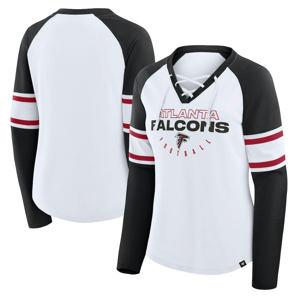 Atlanta Falcons Women's Redzone Blitz Package Raglan Lace-Up V-Neck Long Sleeve T-Shirt | NFL Online