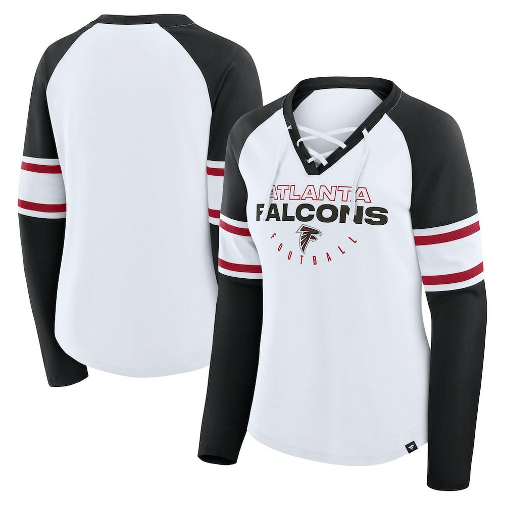 Atlanta Falcons Women's Redzone Blitz Package Raglan Lace-Up V-Neck Long Sleeve T-Shirt | NFL Online