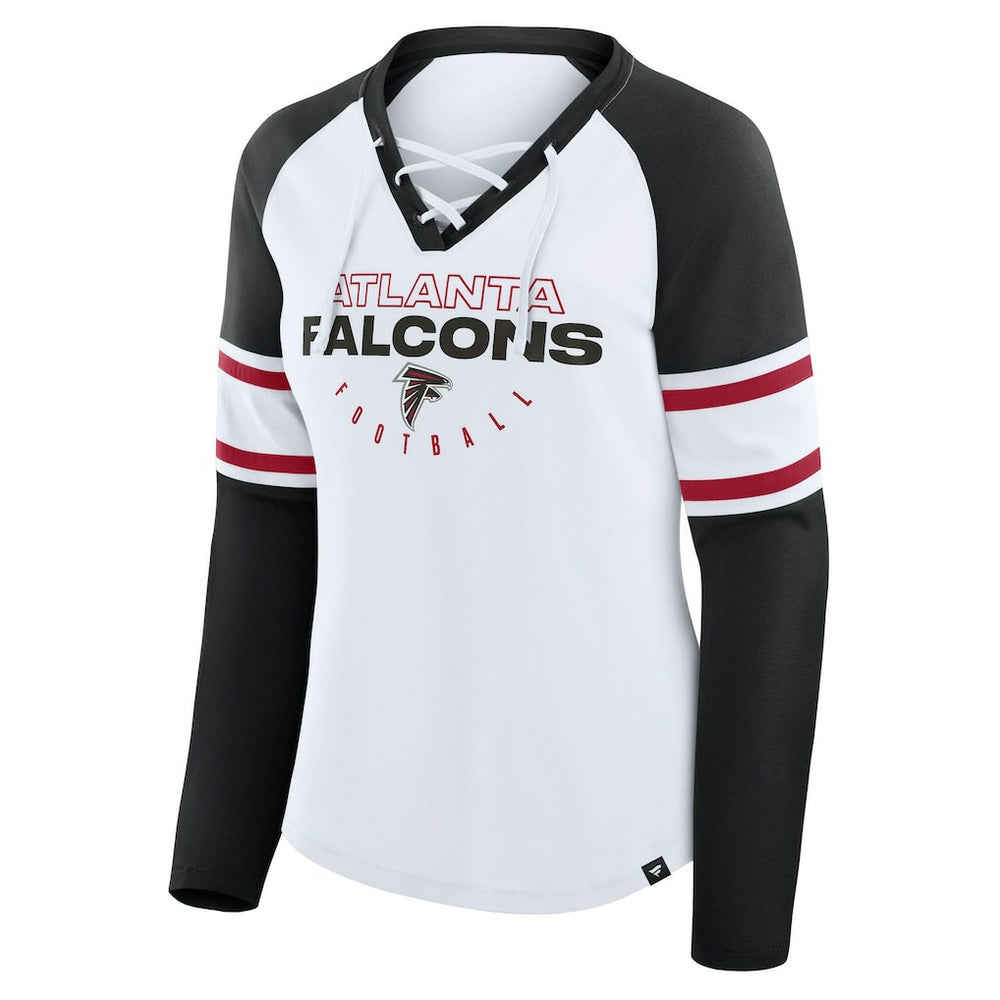 Atlanta Falcons Women's Redzone Blitz Package Raglan Lace-Up V-Neck Long Sleeve T-Shirt | NFL Online