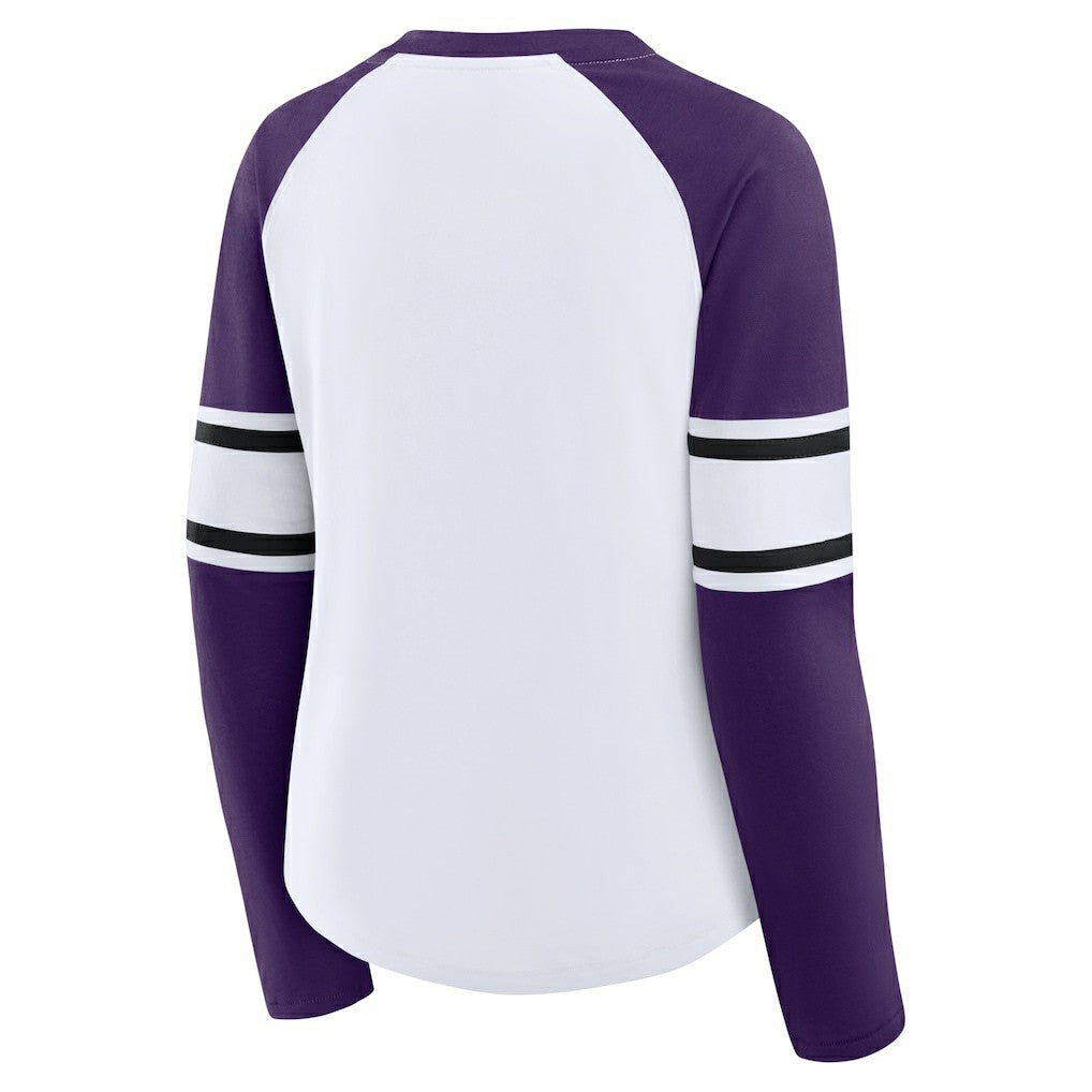 Baltimore Ravens Women's Redzone Blitz Package Raglan Lace-Up V-Neck Long Sleeve T-Shirt | NFL New