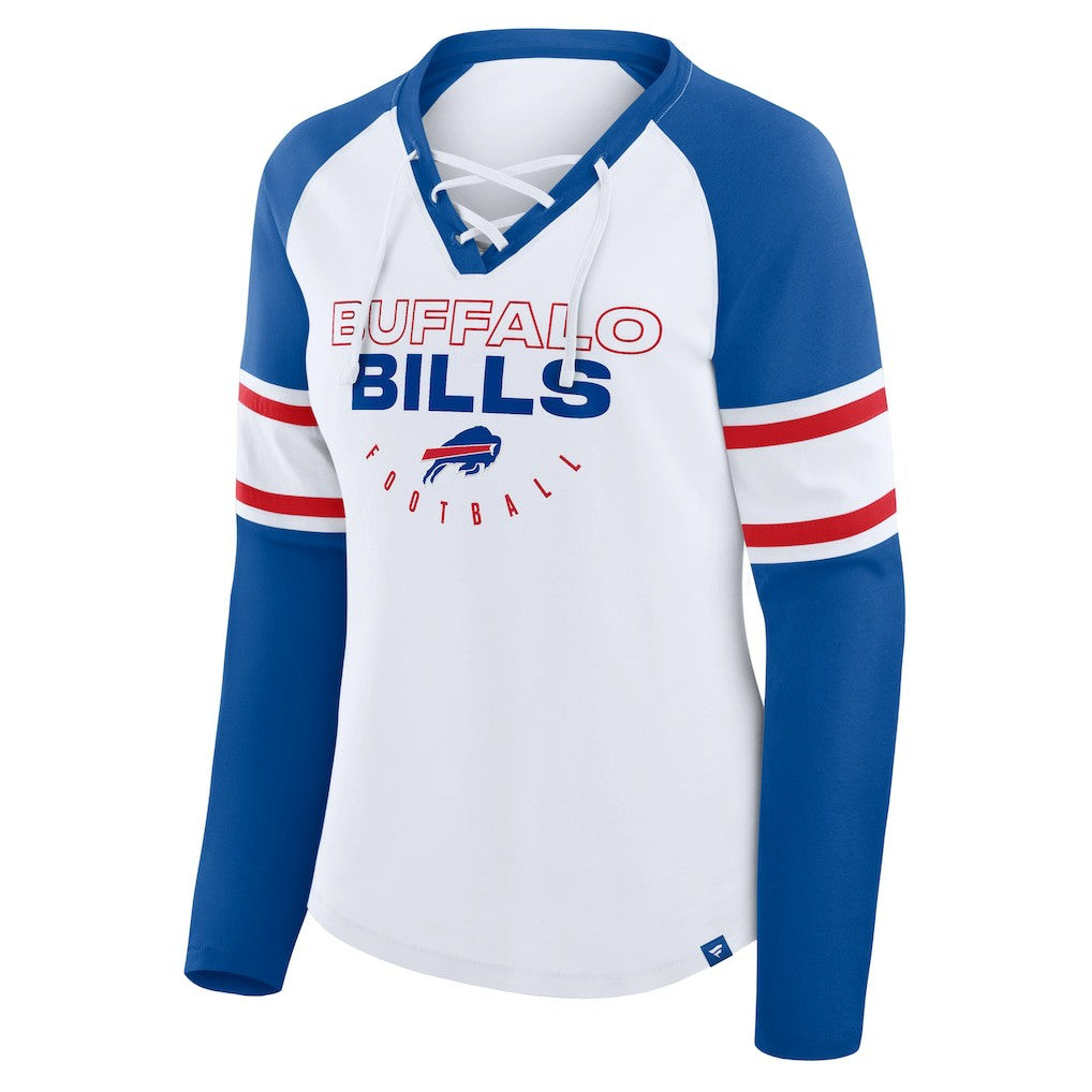 Buffalo Bills Women's Redzone Blitz Package Raglan Lace-Up V-Neck Long Sleeve T-Shirt | NFL Hot