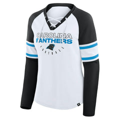 Carolina Panthers Women's Redzone Blitz Package Raglan Lace-Up V-Neck Long Sleeve T-Shirt | NFL US