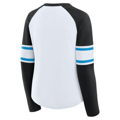Carolina Panthers Women's Redzone Blitz Package Raglan Lace-Up V-Neck Long Sleeve T-Shirt | NFL US