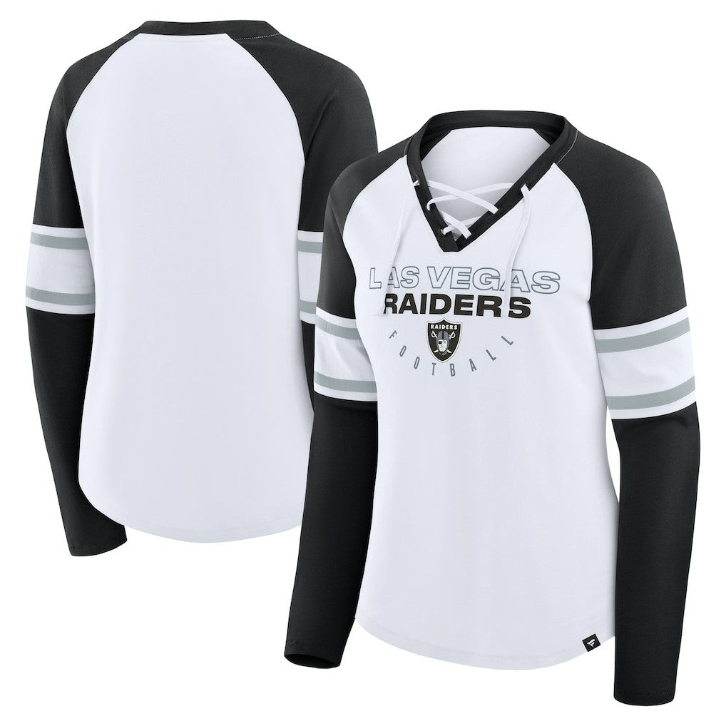 Las Vegas Raiders Women's Redzone Blitz Package Raglan Lace-Up V-Neck Long Sleeve T-Shirt | NFL Online