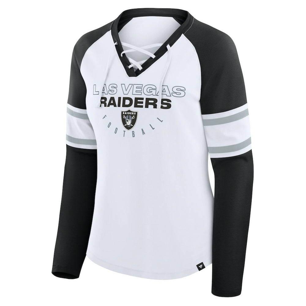 Las Vegas Raiders Women's Redzone Blitz Package Raglan Lace-Up V-Neck Long Sleeve T-Shirt | NFL Online