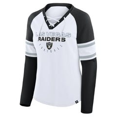 Las Vegas Raiders Women's Redzone Blitz Package Raglan Lace-Up V-Neck Long Sleeve T-Shirt | NFL Online