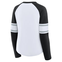 Las Vegas Raiders Women's Redzone Blitz Package Raglan Lace-Up V-Neck Long Sleeve T-Shirt | NFL Online