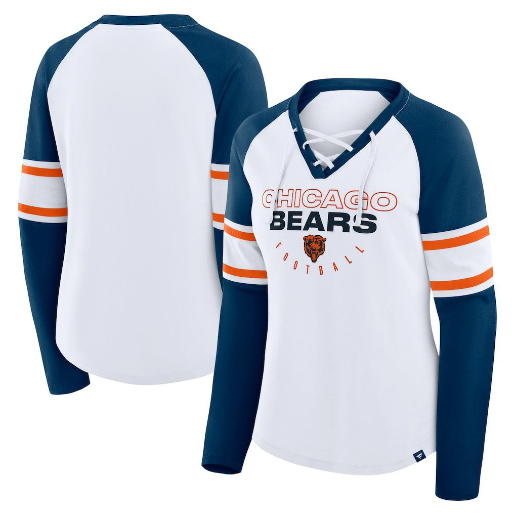 Chicago Bears Women's Redzone Blitz Package Raglan Lace-Up V-Neck Long Sleeve T-Shirt | NFL Hot