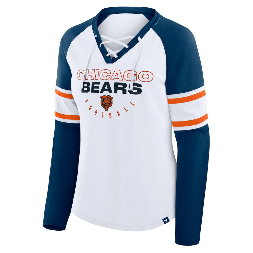 Chicago Bears Women's Redzone Blitz Package Raglan Lace-Up V-Neck Long Sleeve T-Shirt | NFL Hot