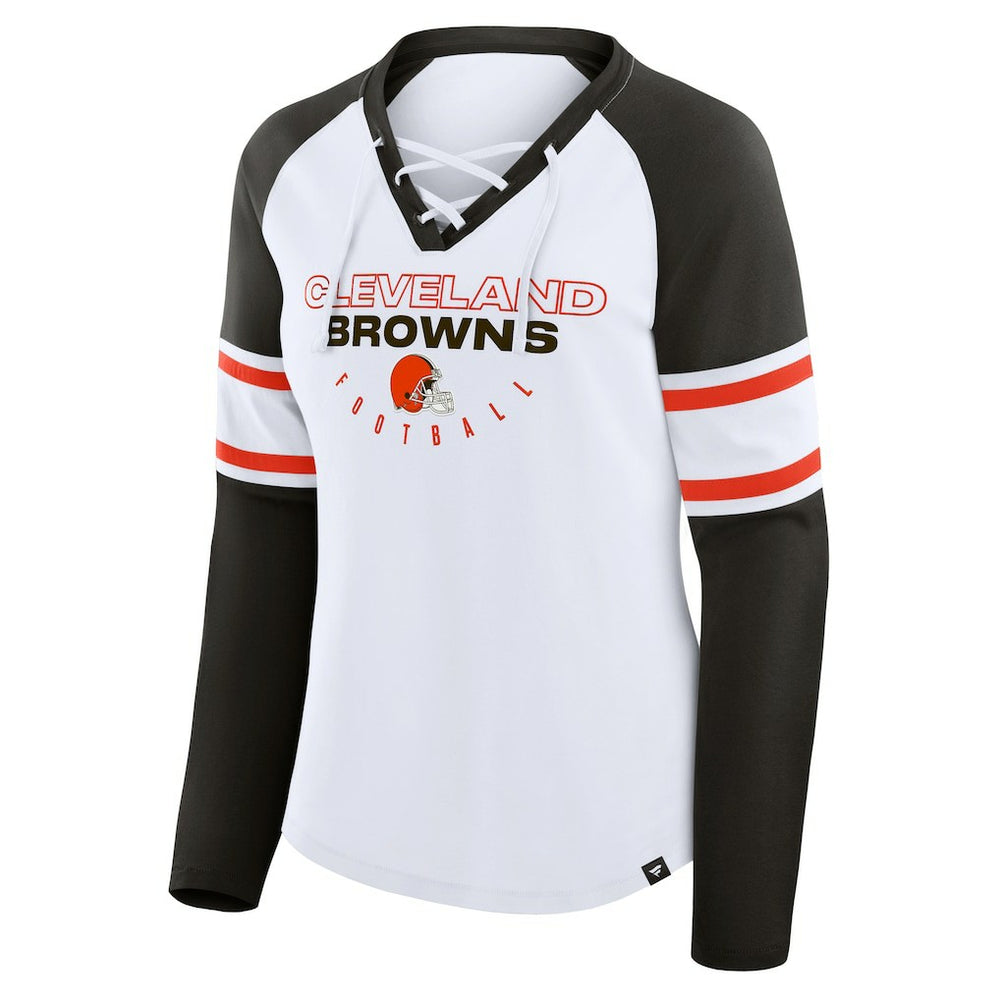 Cleveland Browns Women's Redzone Blitz Package Raglan Lace-Up V-Neck Long Sleeve T-Shirt | NFL Online