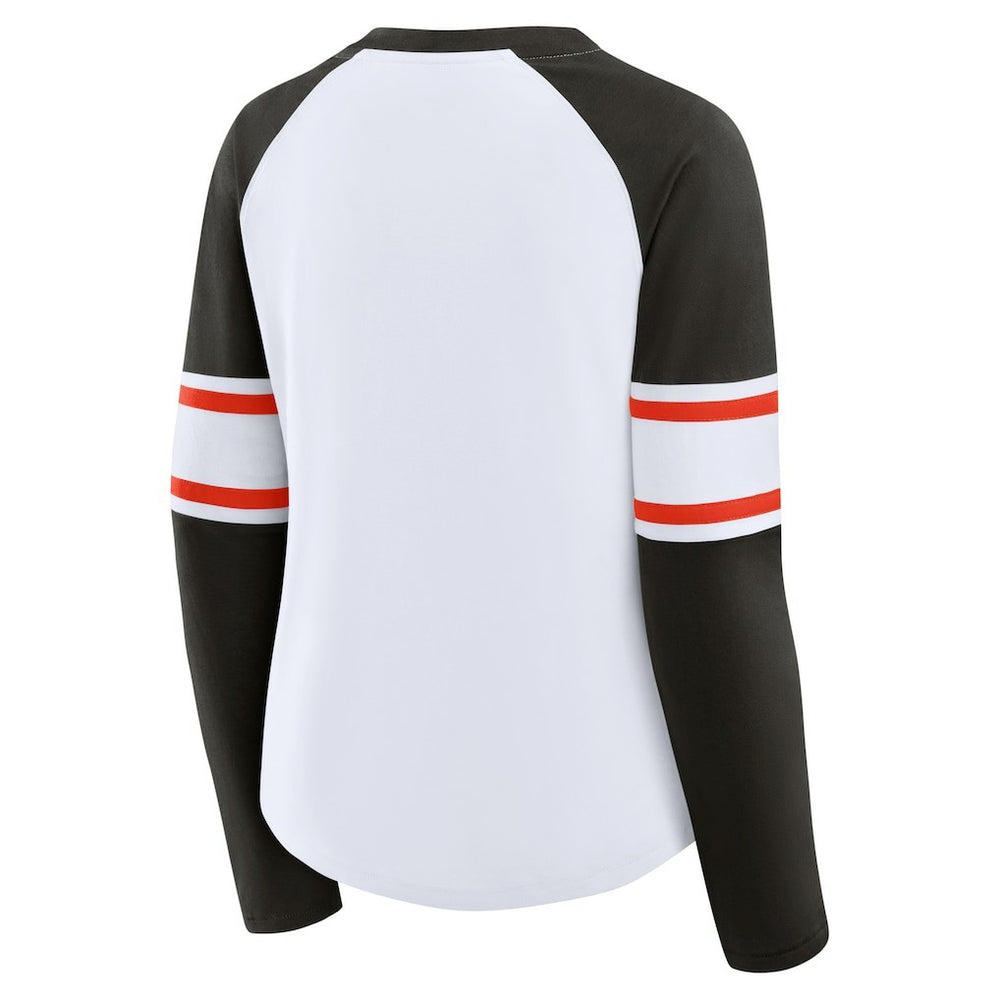 Cleveland Browns Women's Redzone Blitz Package Raglan Lace-Up V-Neck Long Sleeve T-Shirt | NFL Online