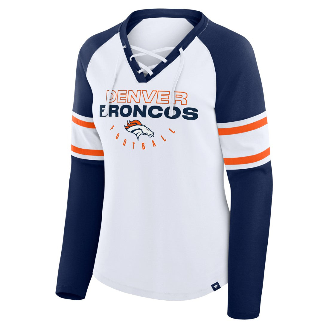 Denver Broncos Women's Redzone Blitz Package Raglan Lace-Up V-Neck Long Sleeve T-Shirt | NFL Outlet