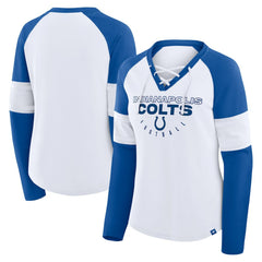 Indianapolis Colts Women's Redzone Blitz Package Raglan Lace-Up V-Neck Long Sleeve T-Shirt | NFL Online