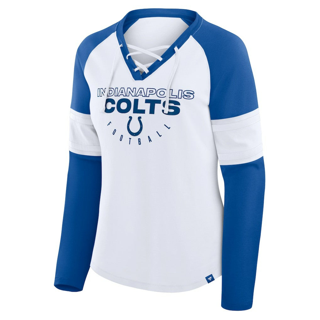 Indianapolis Colts Women's Redzone Blitz Package Raglan Lace-Up V-Neck Long Sleeve T-Shirt | NFL Online