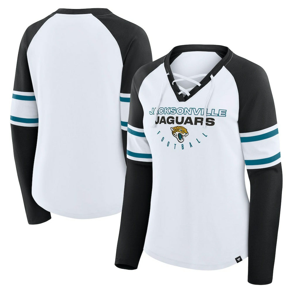 Jacksonville Jaguars Women's Redzone Blitz Package Raglan Lace-Up V-Neck Long Sleeve T-Shirt | NFL Near me