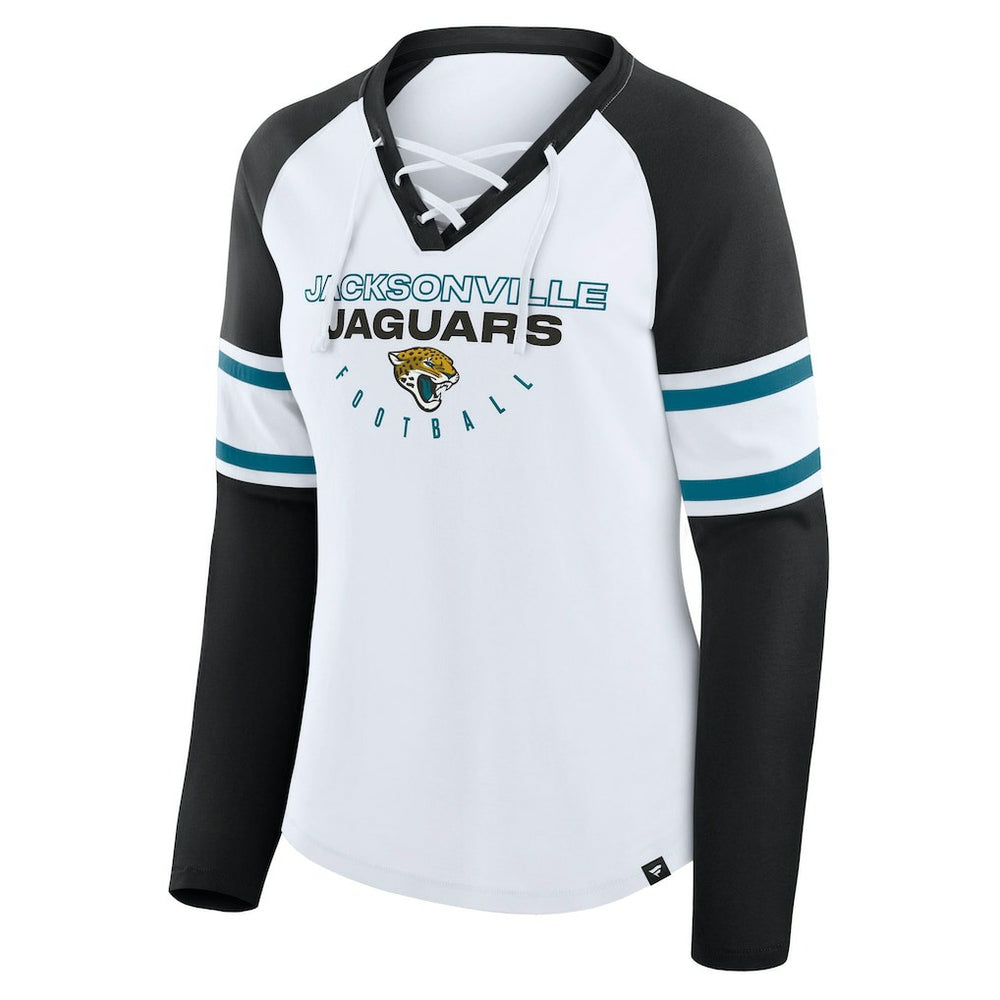 Jacksonville Jaguars Women's Redzone Blitz Package Raglan Lace-Up V-Neck Long Sleeve T-Shirt | NFL Near me