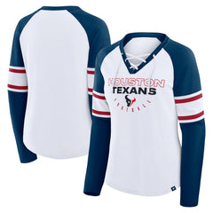 Houston Texans Women's Redzone Blitz Package Raglan Lace-Up V-Neck Long Sleeve T-Shirt | NFL Sale