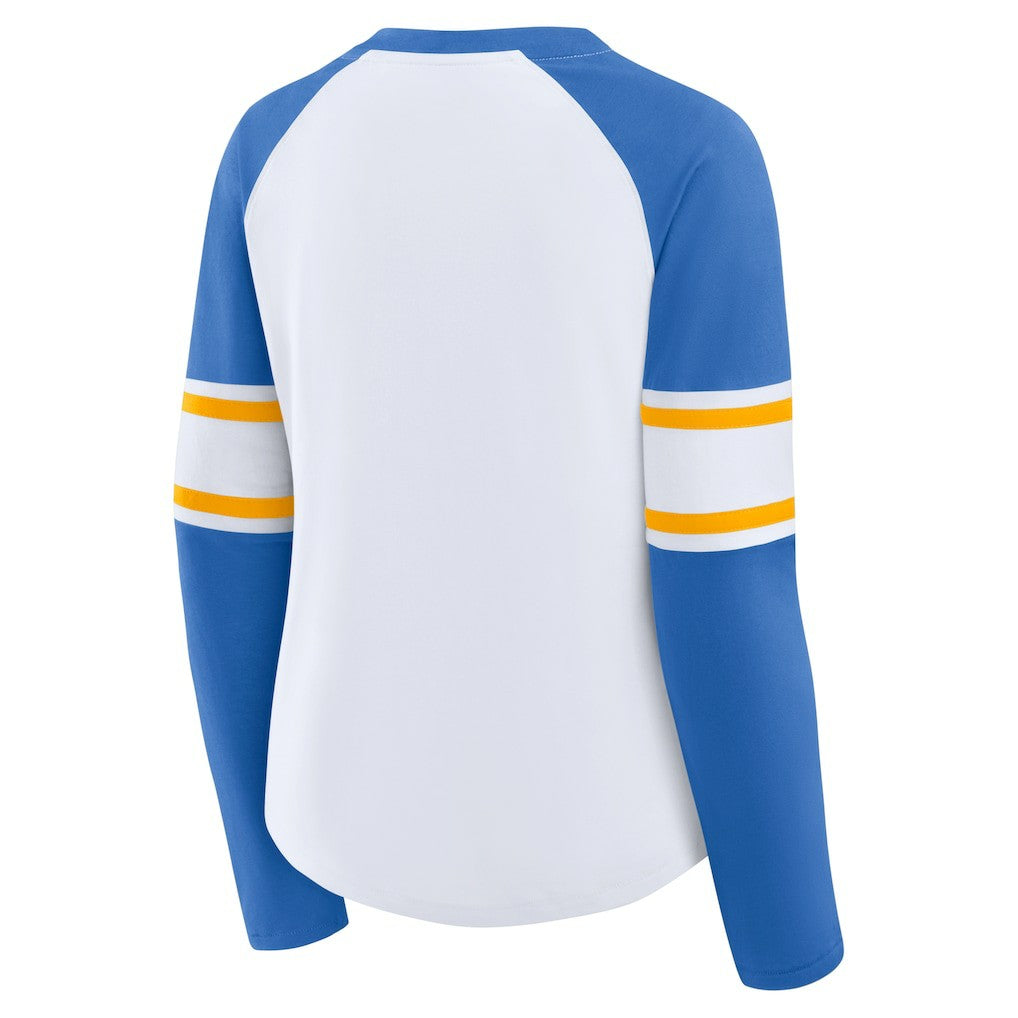 Los Angeles Chargers Women's Redzone Blitz Package Raglan Lace-Up V-Neck Long Sleeve T-Shirt | NFL Sale