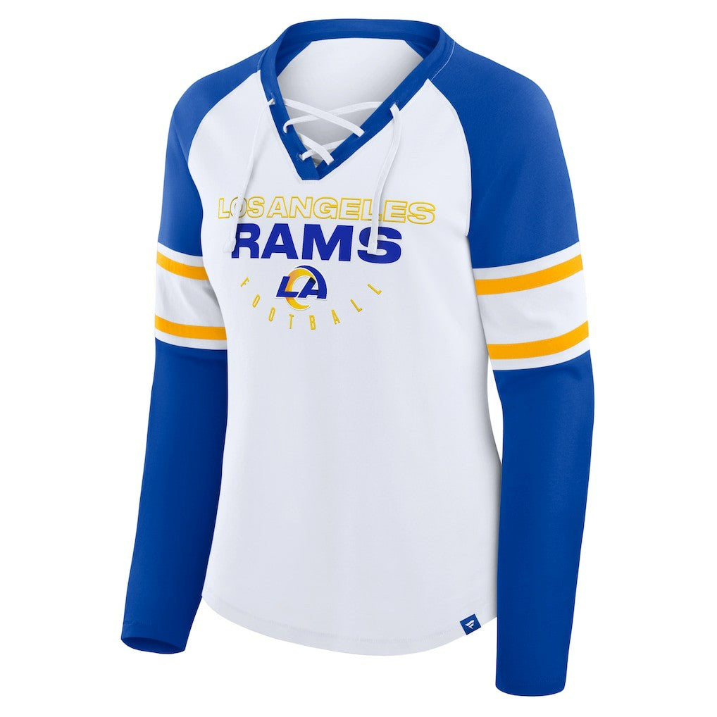 Los Angeles Rams Women's Redzone Blitz Package Raglan Lace-Up V-Neck Long Sleeve T-Shirt | NFL New