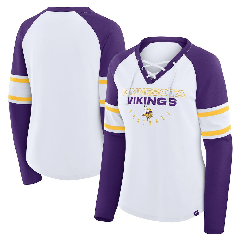 Minnesota Vikings Women's Redzone Blitz Package Raglan Lace-Up V-Neck Long Sleeve T-Shirt | NFL Near me
