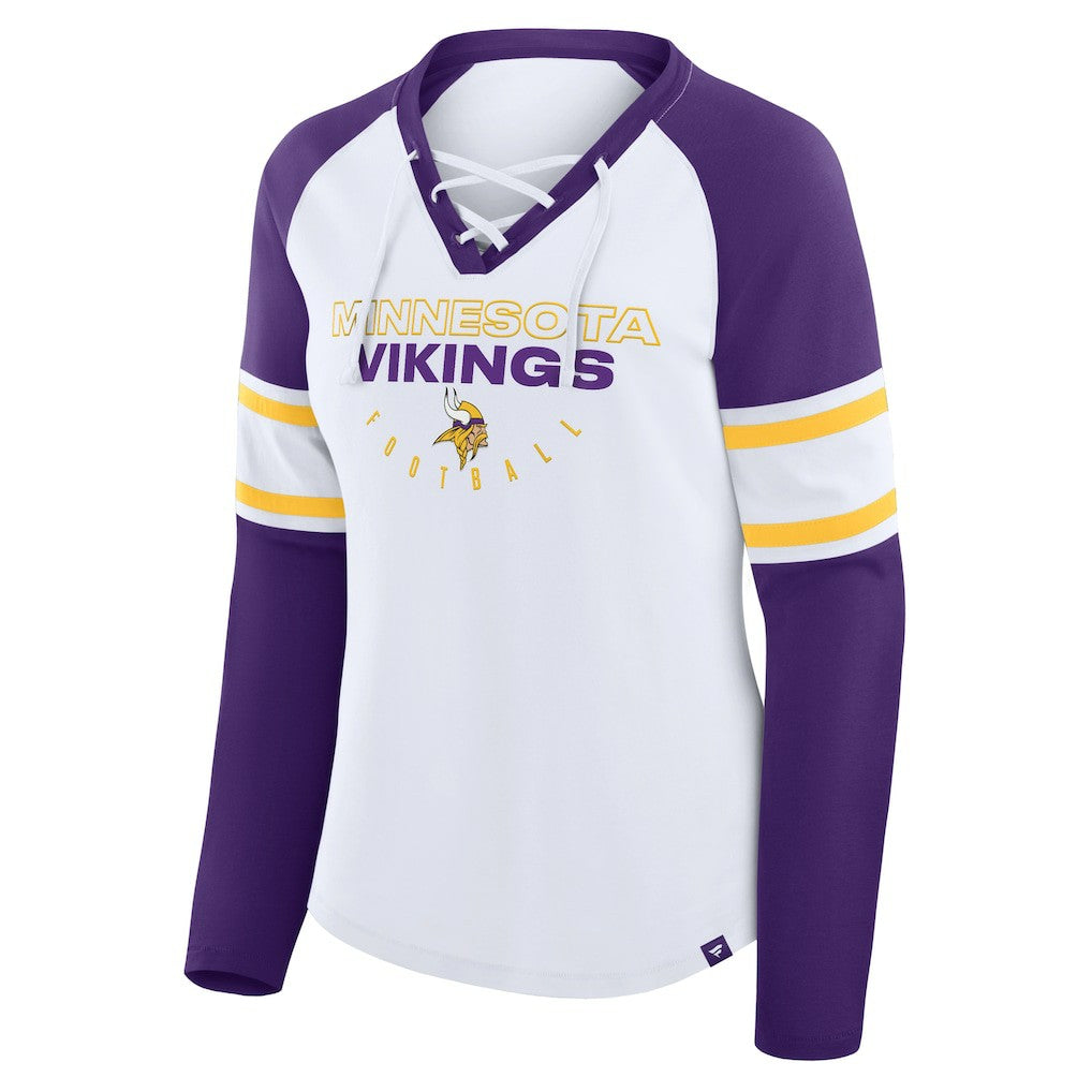 Minnesota Vikings Women's Redzone Blitz Package Raglan Lace-Up V-Neck Long Sleeve T-Shirt | NFL Near me