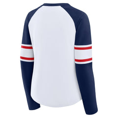 New England Patriots Women's Redzone Blitz Package Raglan Lace-Up V-Neck Long Sleeve T-Shirt | NFL New