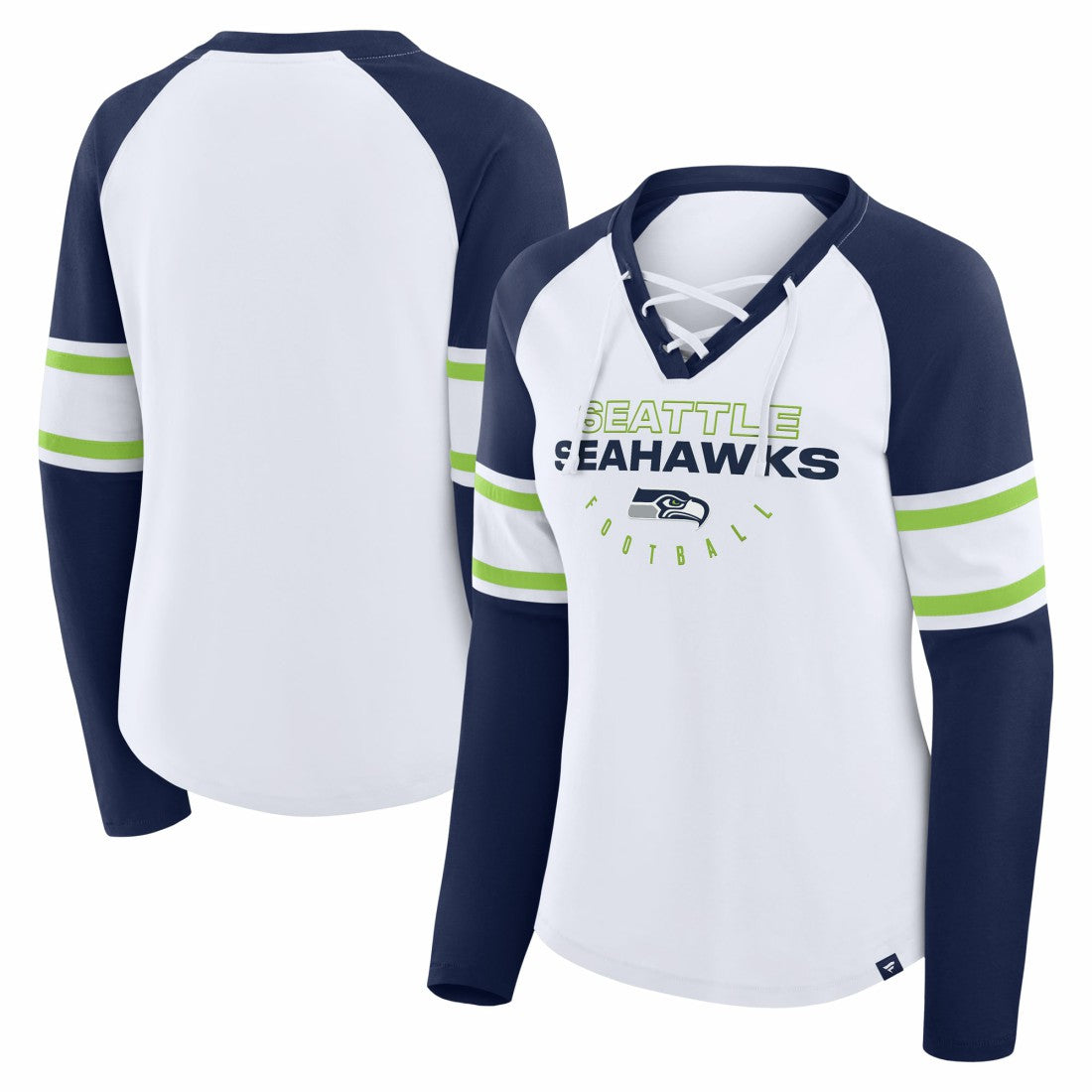 Seattle Seahawks Women's Redzone Blitz Package Raglan Lace-Up V-Neck Long Sleeve T-Shirt | NFL On sale