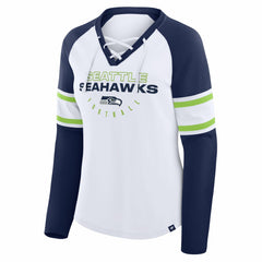 Seattle Seahawks Women's Redzone Blitz Package Raglan Lace-Up V-Neck Long Sleeve T-Shirt | NFL On sale