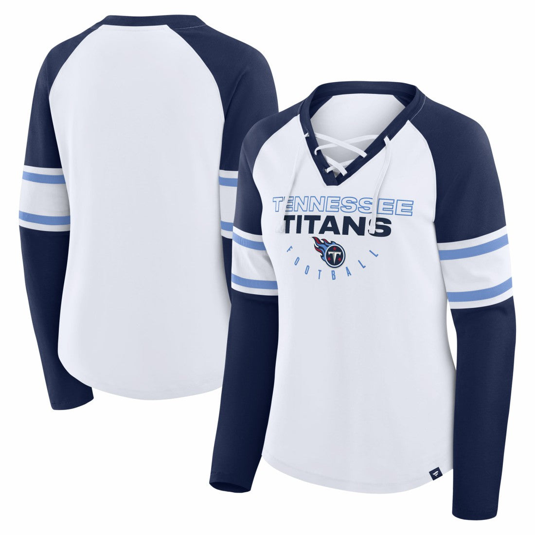 Tennessee Titans Women's Redzone Blitz Package Raglan Lace-Up V-Neck Long Sleeve T-Shirt | NFL Online