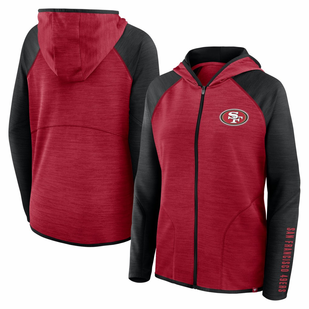 San Francisco 49ers Women's Redzone End Around Pass Raglan Full-Zip Hoodie | NFL Discount