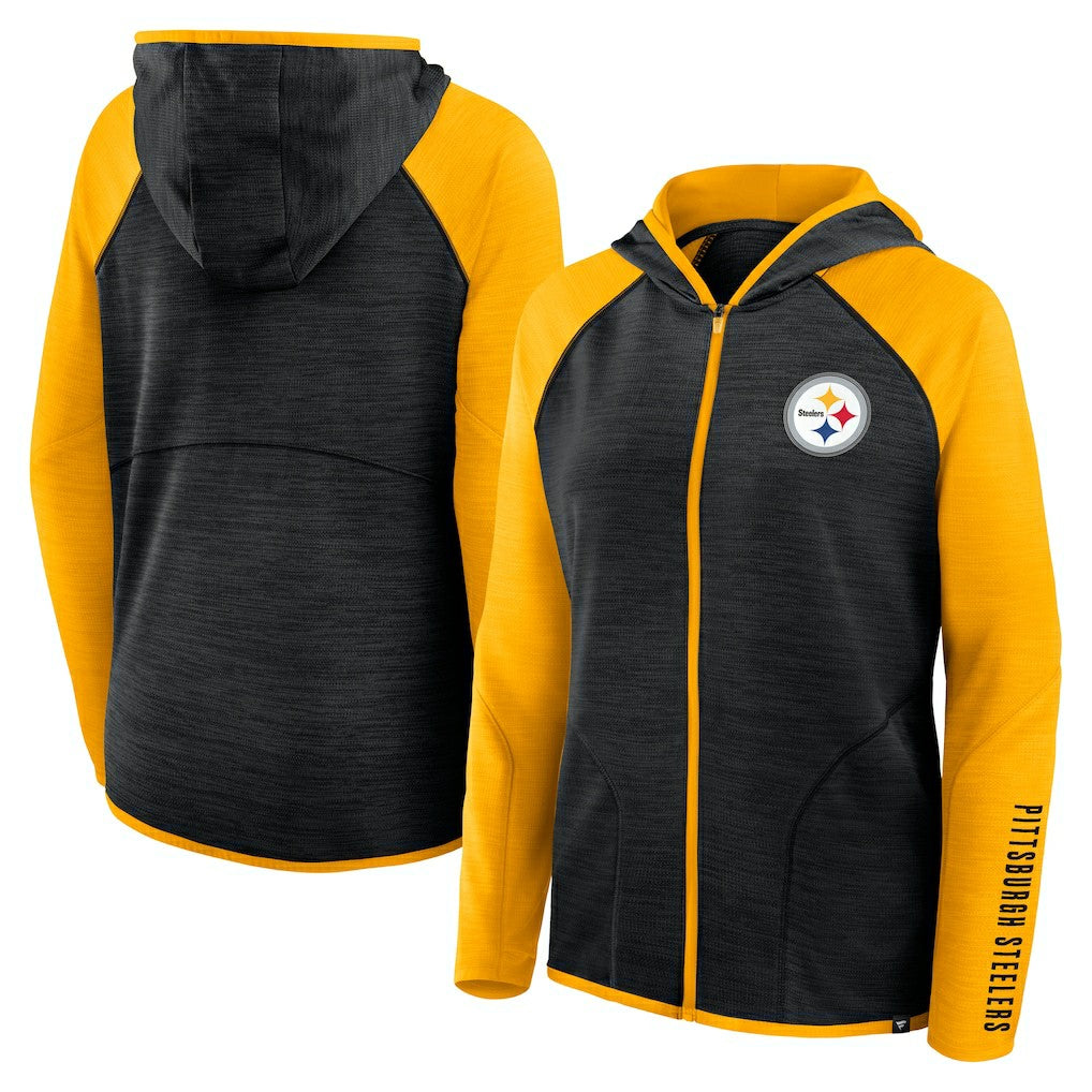 Pittsburgh Steelers Women's Redzone End Around Pass Raglan Full-Zip Hoodie | NFL Online