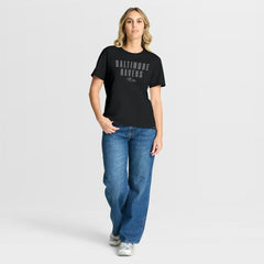 Baltimore Ravens Women's Blackout Kneel Down Legacy T-Shirt | NFL On sale