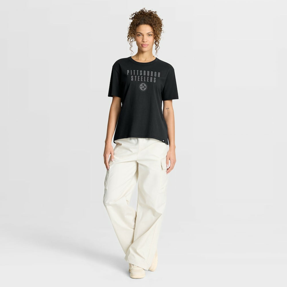 Pittsburgh Steelers Women's Blackout Kneel Down Legacy T-Shirt | NFL Discount