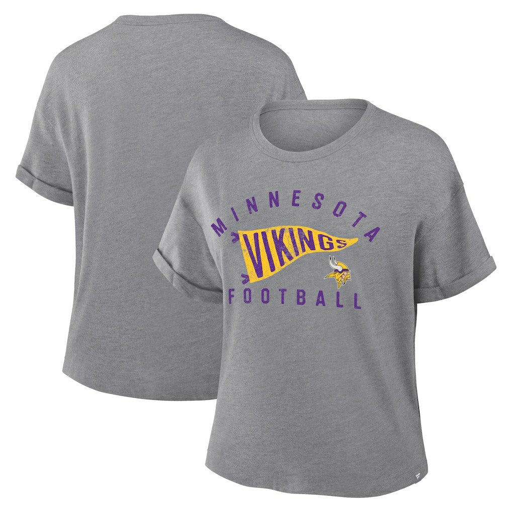 Minnesota Vikings Women's Pennant Wave Tribute Tri-Blend Boxy T-Shirt | NFL On sale