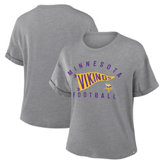 Minnesota Vikings Women's Pennant Wave Tribute Tri-Blend Boxy T-Shirt | NFL On sale