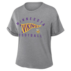 Minnesota Vikings Women's Pennant Wave Tribute Tri-Blend Boxy T-Shirt | NFL On sale