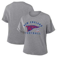 New England Patriots Women's Pennant Wave Tribute Tri-Blend Boxy T-Shirt | NFL New