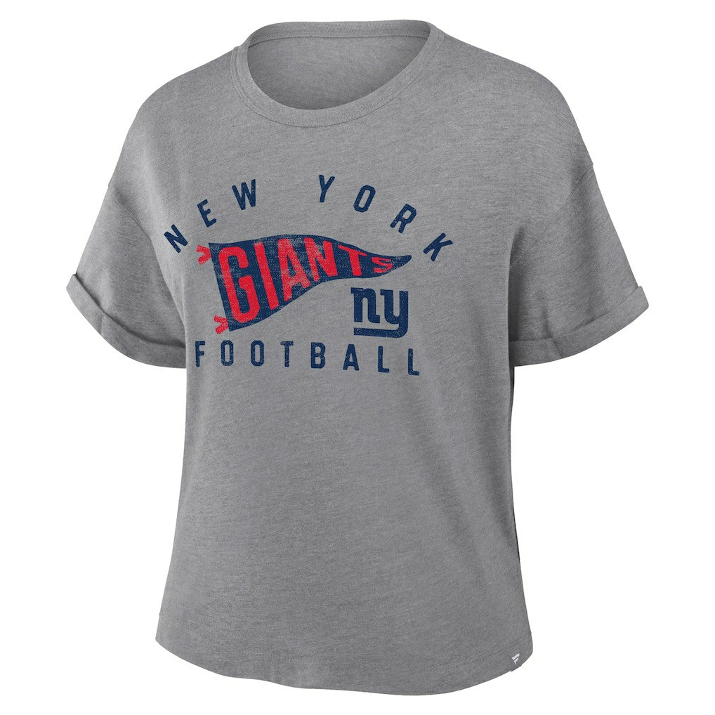 New York Giants Women's Pennant Wave Tribute Tri-Blend Boxy T-Shirt | NFL Sale