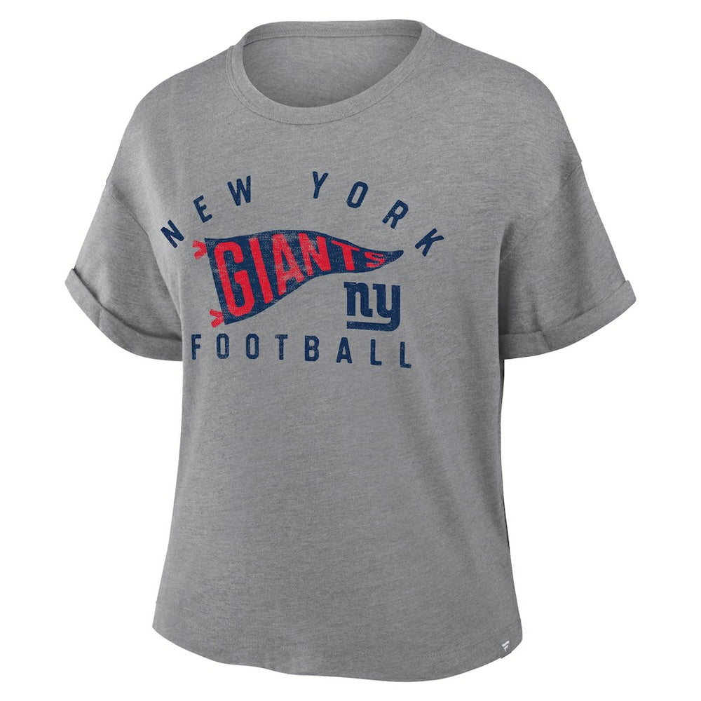 New York Giants Women's Pennant Wave Tribute Tri-Blend Boxy T-Shirt | NFL Sale