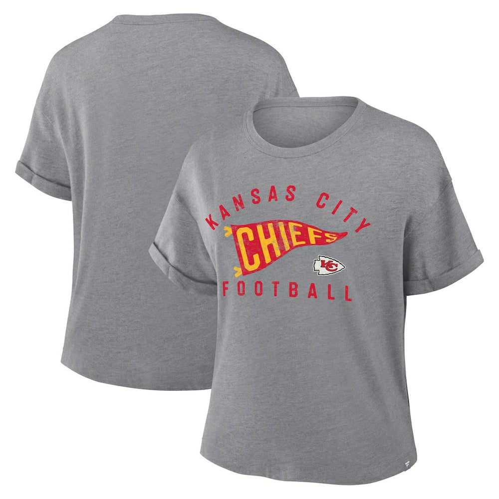 Kansas City Chiefs Women's Pennant Wave Tribute Tri-Blend Boxy T-Shirt | NFL Discount