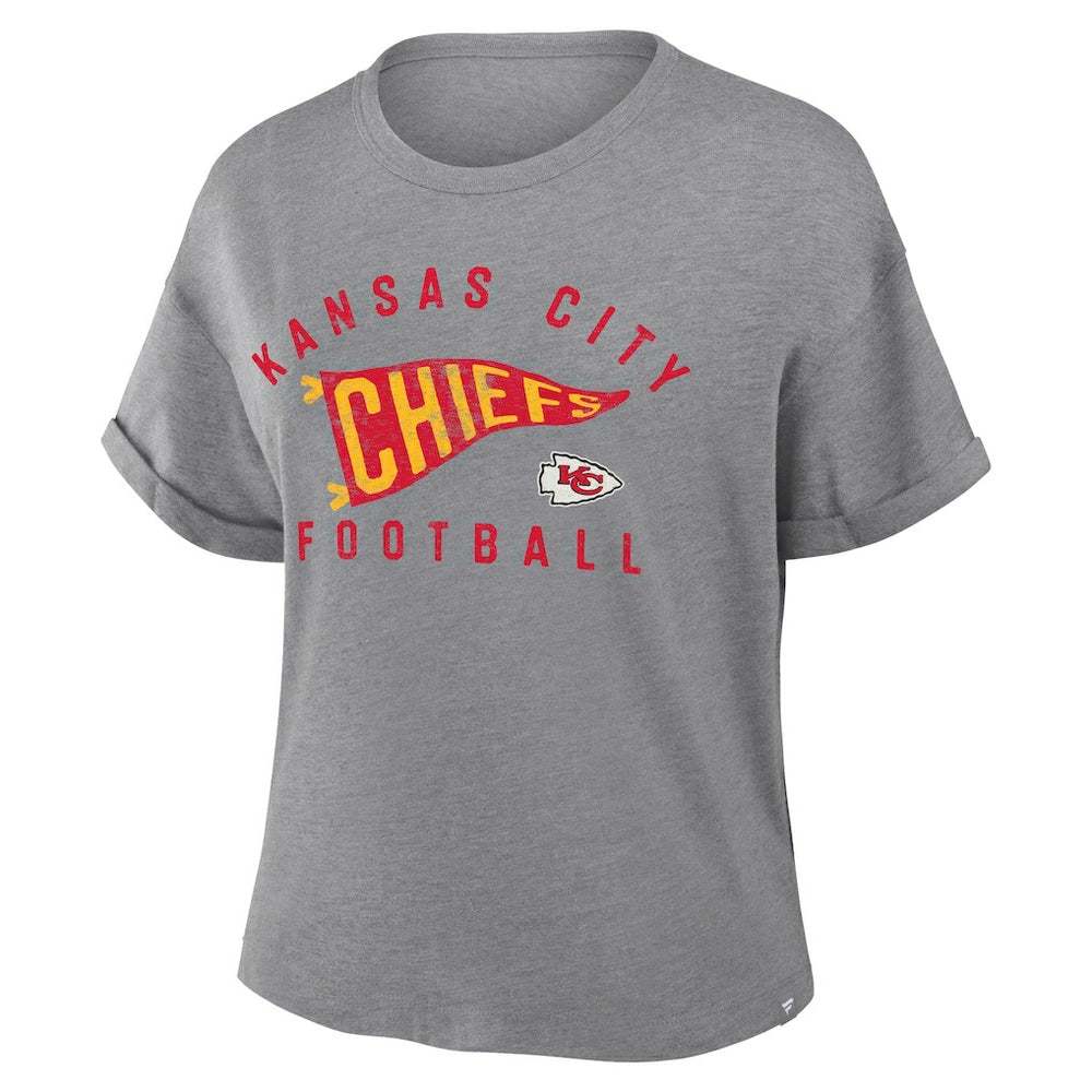 Kansas City Chiefs Women's Pennant Wave Tribute Tri-Blend Boxy T-Shirt | NFL Discount
