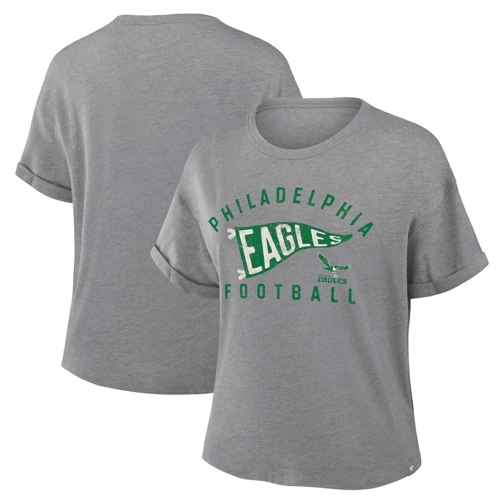 Philadelphia Eagles Women's Pennant Wave Tribute Tri-Blend Boxy T-Shirt | NFL On sale