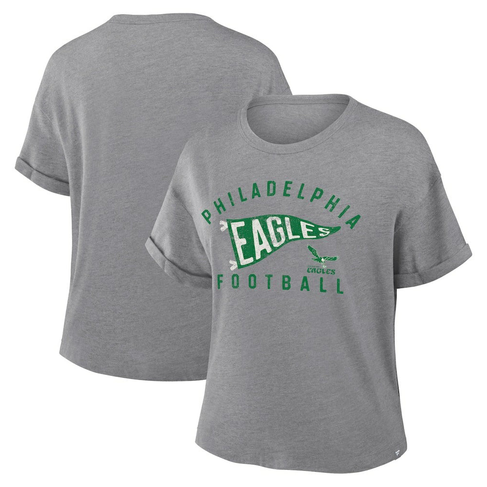 Philadelphia Eagles Women's Pennant Wave Tribute Tri-Blend Boxy T-Shirt | NFL On sale
