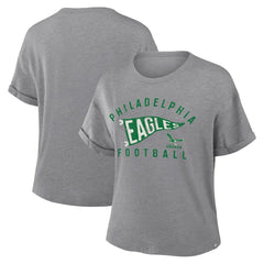 Philadelphia Eagles Women's Pennant Wave Tribute Tri-Blend Boxy T-Shirt | NFL On sale