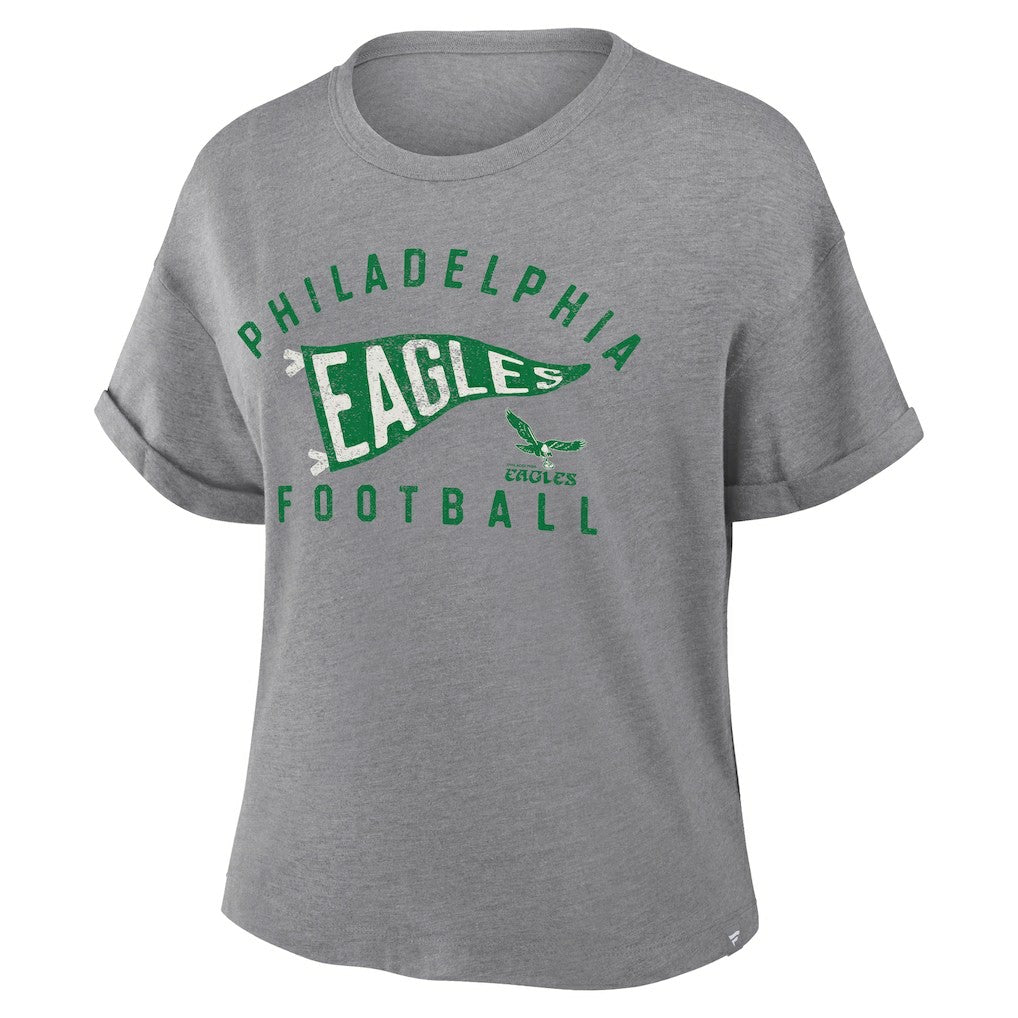 Philadelphia Eagles Women's Pennant Wave Tribute Tri-Blend Boxy T-Shirt | NFL On sale