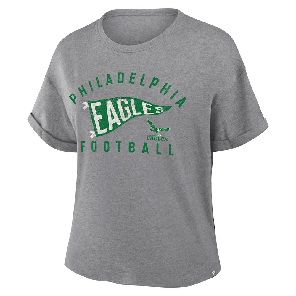 Philadelphia Eagles Women's Pennant Wave Tribute Tri-Blend Boxy T-Shirt | NFL On sale