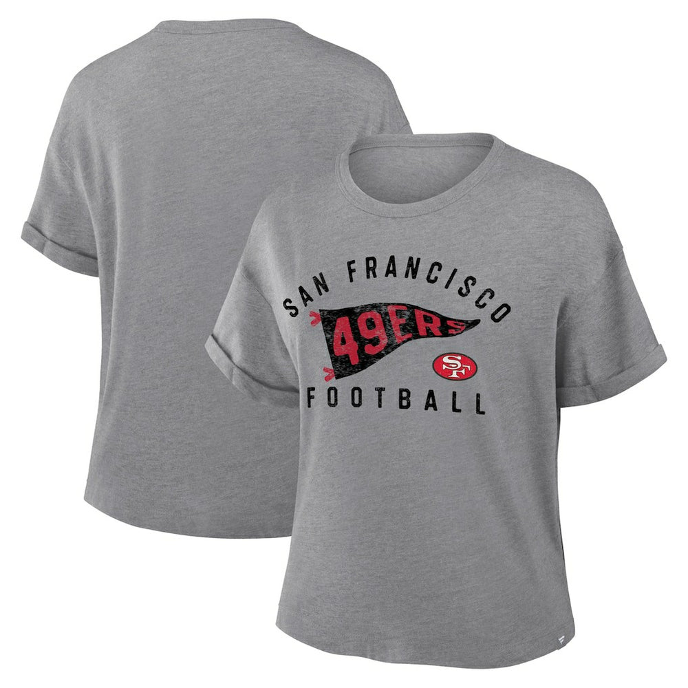 San Francisco 49ers Women's Pennant Wave Tribute Tri-Blend Boxy T-Shirt | NFL On sale