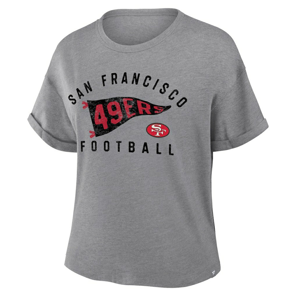 San Francisco 49ers Women's Pennant Wave Tribute Tri-Blend Boxy T-Shirt | NFL On sale